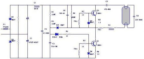 節能燈電子鎮流器電路