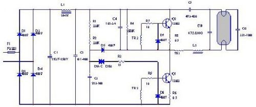 節能燈電子鎮流器電路