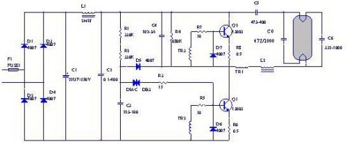 節能燈電子鎮流器電路